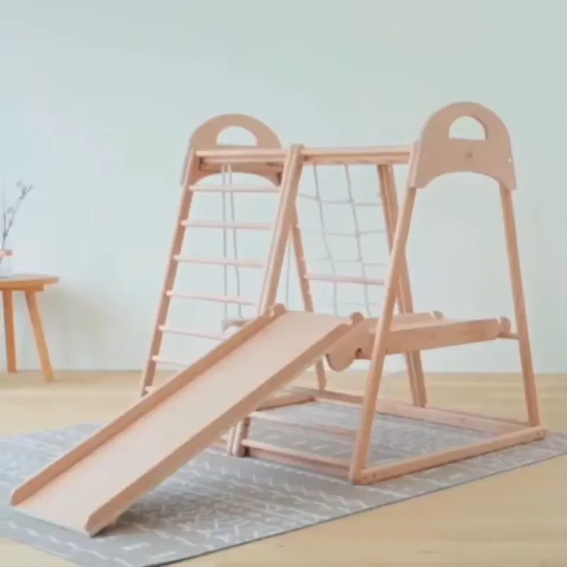 Kids Outdoor Climbing Frame - 子供用モンテッソーリ木製幼稚園屋内外クライミングジムフレーム、就学前家具、子供用クライミングセット