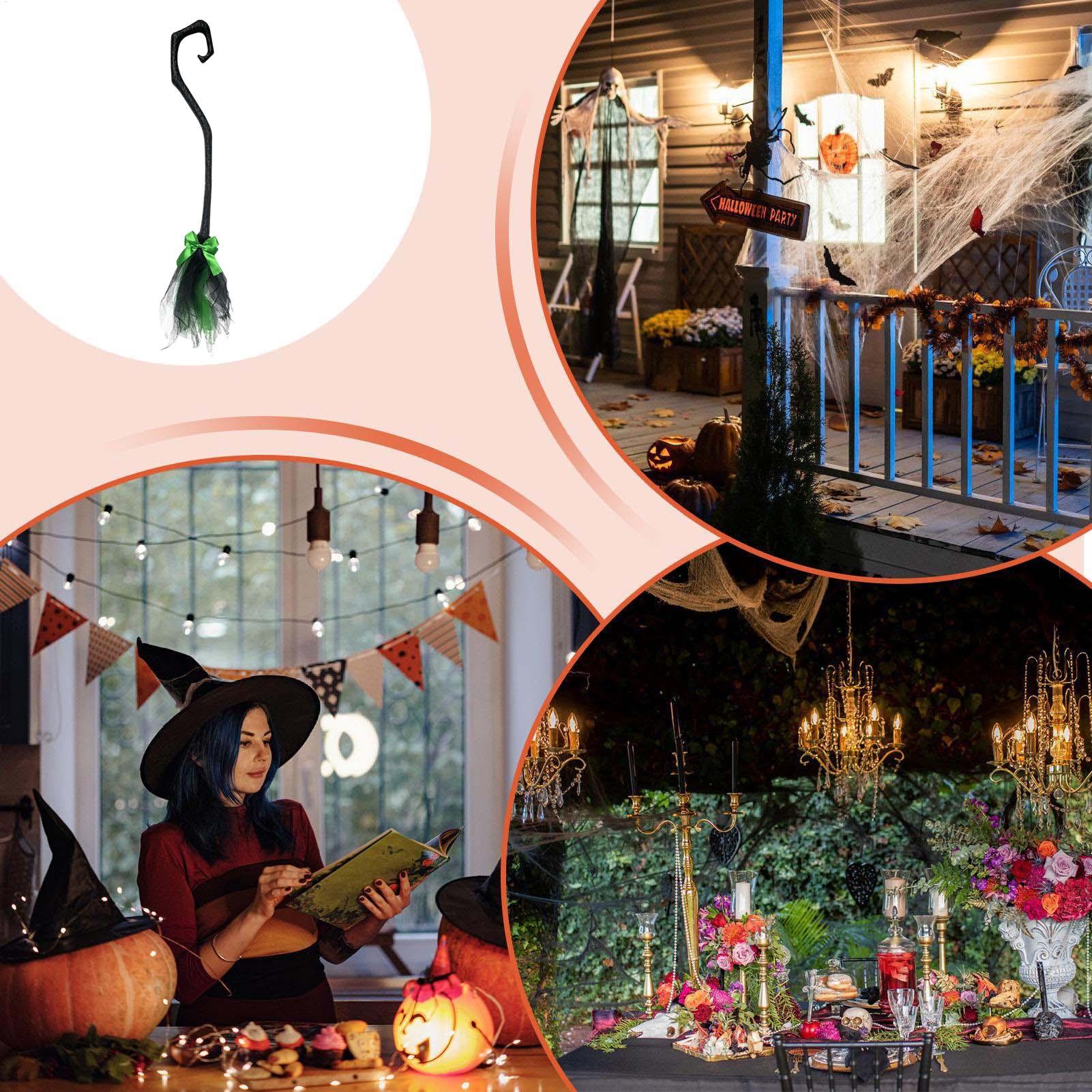 リボン付きの魔女のほうき。ハロウィーンの写真撮影用小道具、子 - Kids Outdoor Broom のレビューと価格