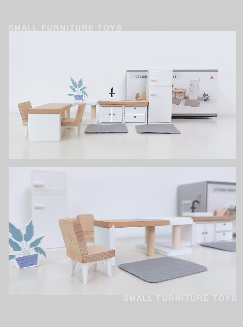 モダンなドールハウス家具キッチン木製ミニチュアバスルーム寝室 - Kids Outdoor Kitchen Accessories のレビューと価格